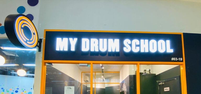 front lit retail signage for drumschool