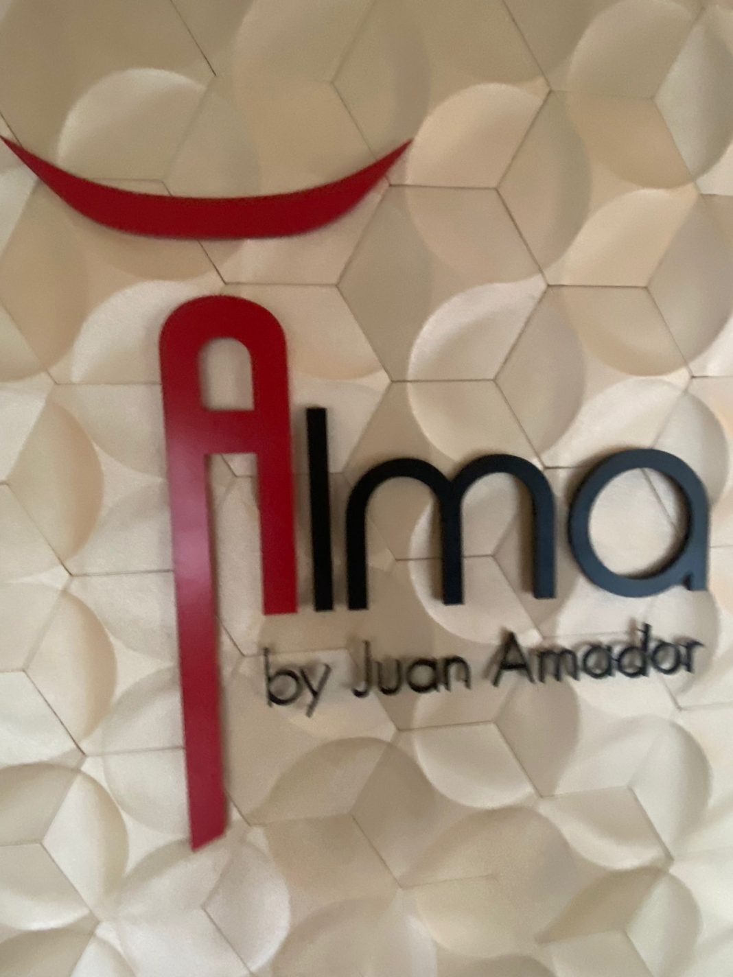 alma by juan amador restaurant acrylic signage