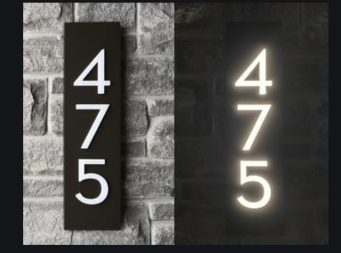 Lighted house number signage