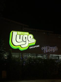 Skyline Luge Singapore Banner Lightbox Signage on facade