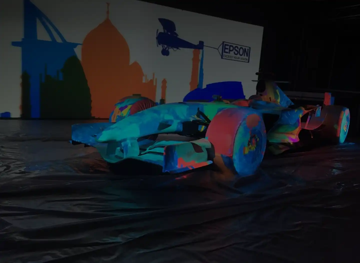 Colorful Formula 1 car display
